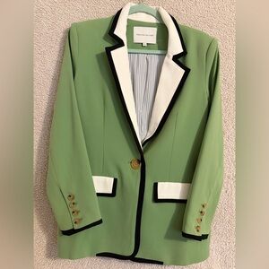 English Factory Green Blazer with Black and White Accents
